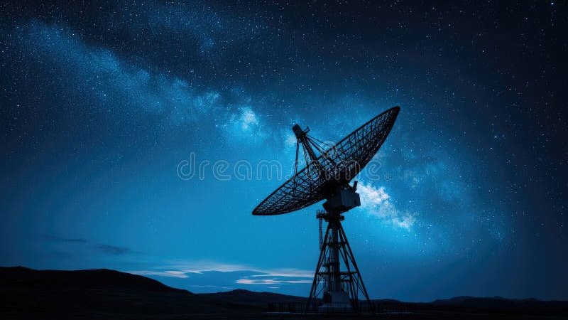 Satellite capture array under the night sky